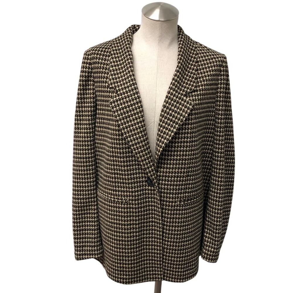 Sanctuary Blazer Womens Medium Brown Black Houndstooth Single Button Preppy